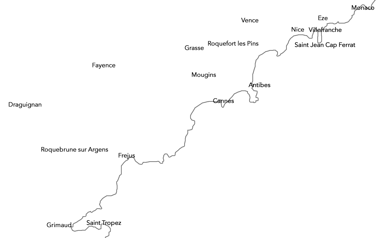 Schéma de la Côte d'Azur